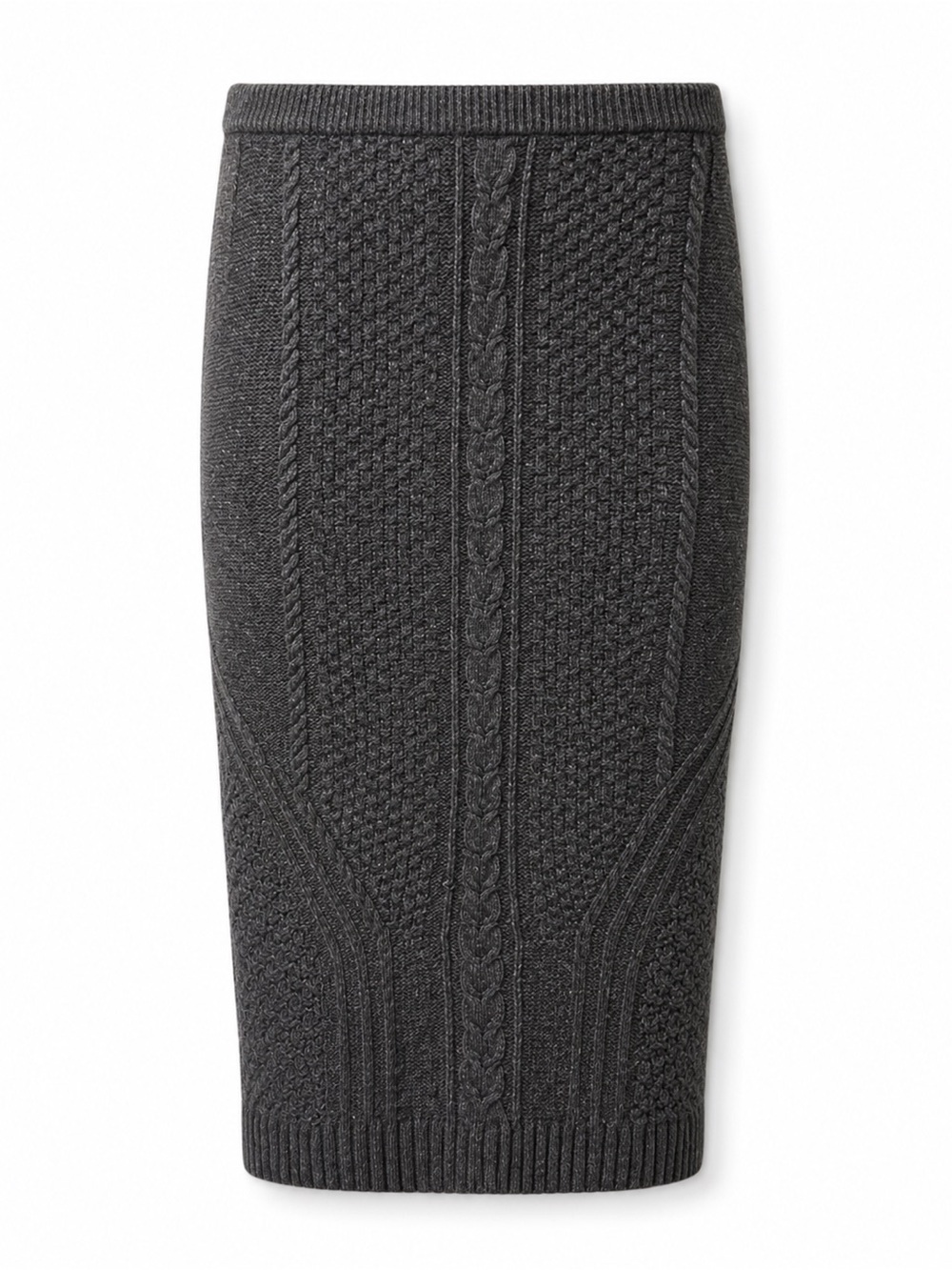 Anthropologie Sparrow Cable Knit Sweater Midi Skirt Charcoal Gray  XS